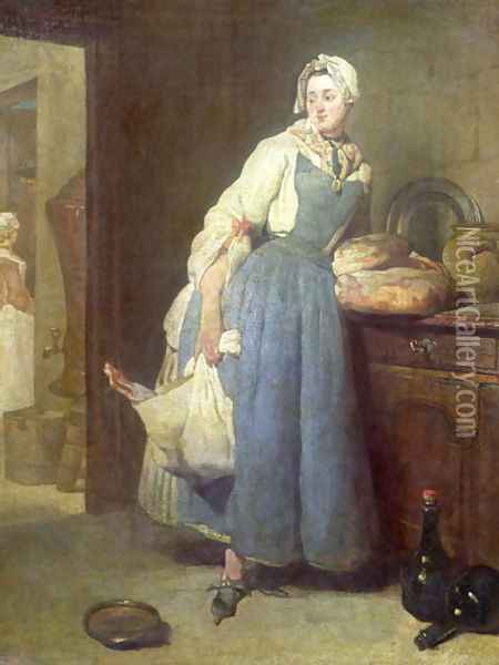 The Kitchen Maid with Provisions, 1739 Oil Painting - Jean-Baptiste-Simeon Chardin