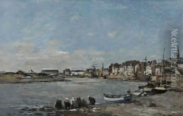 Laveuses Au Bord Du Port De Trouville Oil Painting - Eugene Boudin