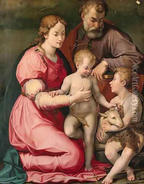 The Holy Family with the Infant Saint John the Baptist Oil Painting - Carlo Portelli da Loro