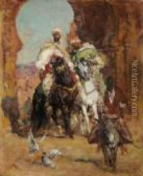 Cavaliers A L'entree D'un Bourg Marocain Oil Painting - Henri Julien Rousseau