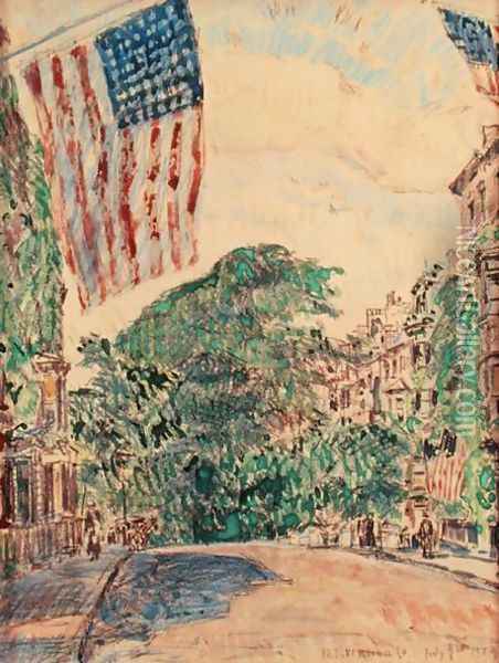 Mount Vernon Street, Boston, 1919 Oil Painting - Childe Hassam