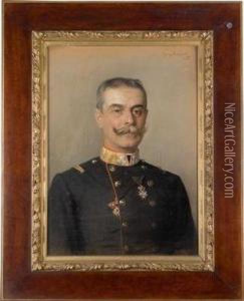Portrait Seiner Durchlaucht Oberst Stallmeister Seiner Majestat Generalmajor Rudolf Furst Liechtenstein Oil Painting - Ludwig Michalek