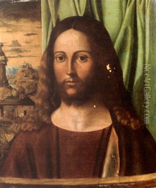 Le Christ En Buste Devant Un Paysage Oil Painting - Giovanni Battista Cima da Conegliano
