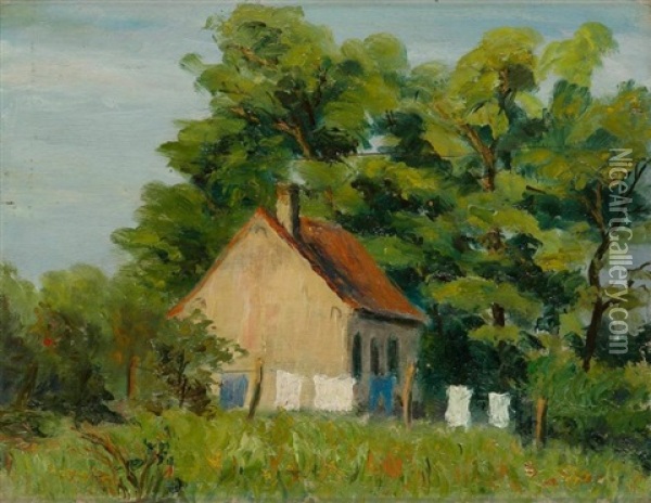 La Maison Et Le Sechage Du Linge Oil Painting - Charles Emmanuel Joseph Roussel
