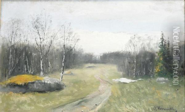 Varvinterlandskap Oil Painting - Olof Hermelin