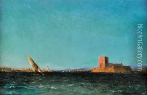 L'entree Du Port, Marseille. Oil Painting - Andre Maglione