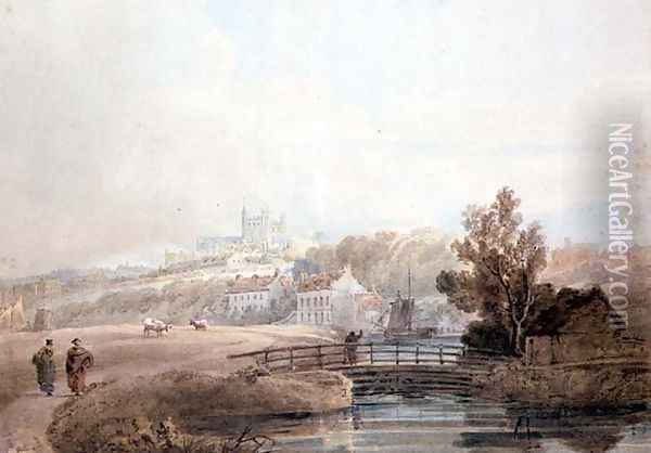View of Exeter Cathedral Oil Painting - Thomas Girtin