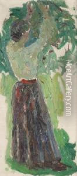 Standing Woman Oil Painting - Frits Van Den Berghe