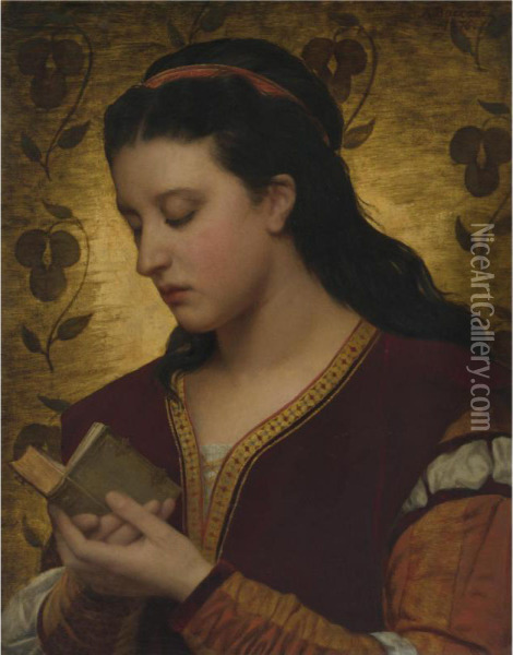 Lady Reading A Book Oil Painting - Attilio Baccani