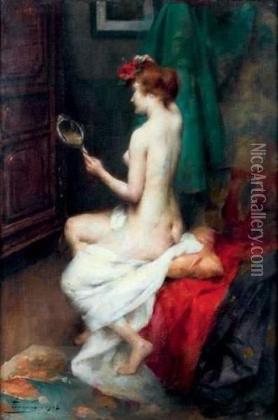 Femme Nue Se Coiffant Oil Painting - Henri Adriene Tanoux