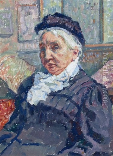 Portrait De Madame Monnon - 1908 Oil Painting - Theo van Rysselberghe