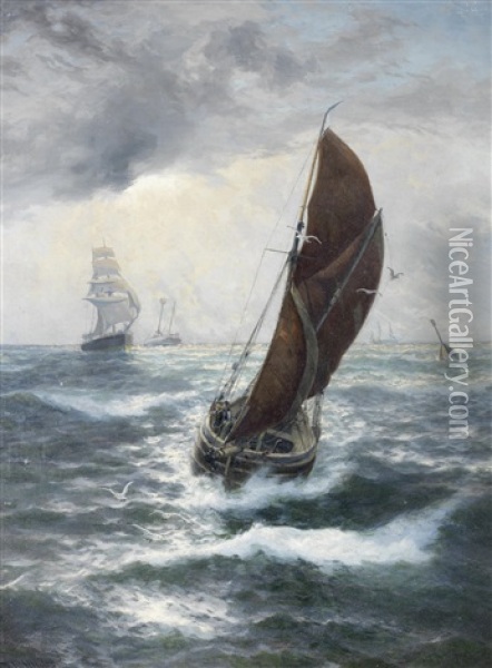 Shipping In The Thames Oil Painting - Thomas Rose Miles