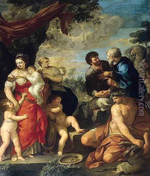 The Reconciliation of Jacob and Laban Oil Painting - Ciro Ferri