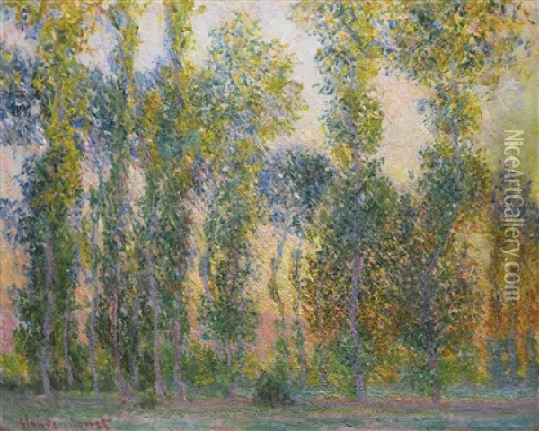 Les Peupliers A Giverny Oil Painting - Claude Monet