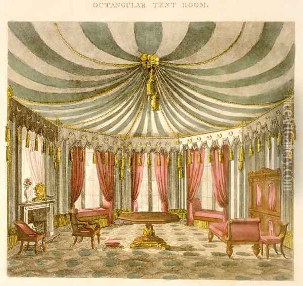 Octangular Tent Room, from Cabinet Makers and Upholsterers Guide, being a Complete Drawing Book, Pub Jones and Co, Smith, George 1783-1869, 1826 Oil Painting - George Smith