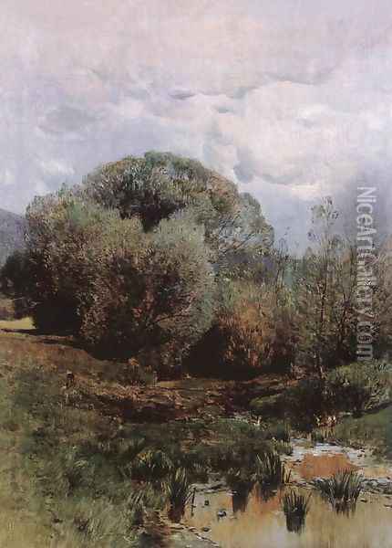 The Spring 1877 Oil Painting - Geza Meszoly