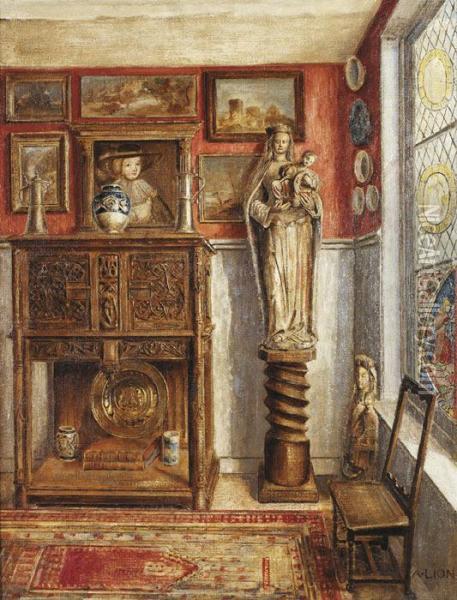 L'interieur D'un Collectionneur Oil Painting - Alexandre Louis Lion