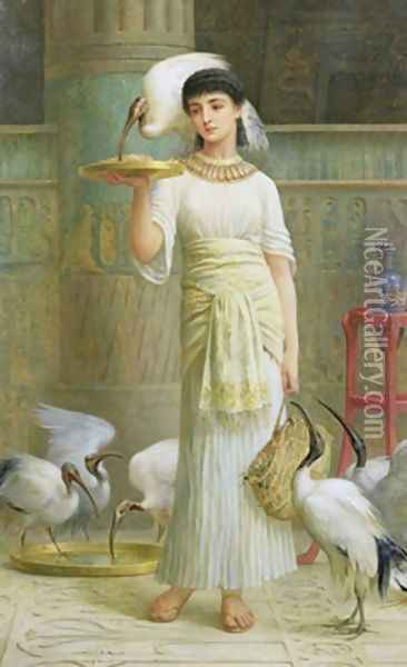Alethe Attendant of the Sacred Ibis 1888 Oil Painting - Edwin Longsden Long