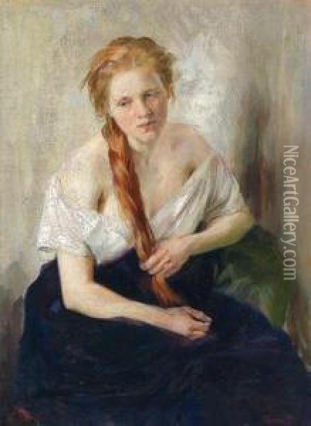 Portrait Einesjungen Madchens Oil Painting - Klara Rettich