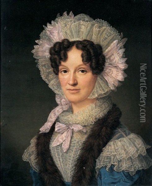 Bildnis Der Maria Theresia Ludendorf, Geb. Bohl Oil Painting - Friedrich Carl Groeger