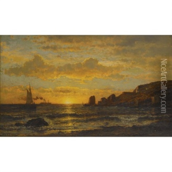 Sunset Along The Coast Oil Painting - Mauritz Frederick Hendrick de Haas