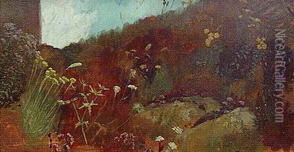Study of Flowers, Perugia Oil Painting - Elihu Vedder