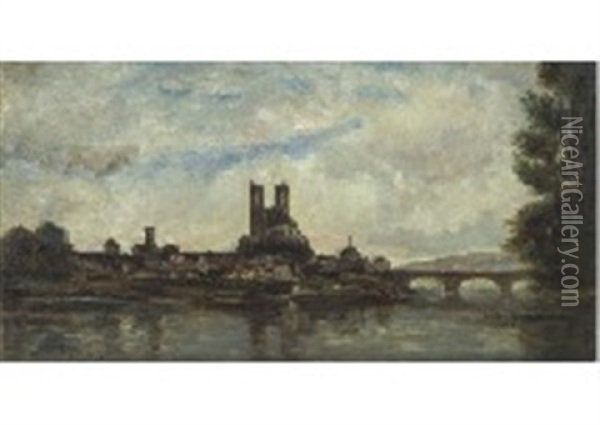 Le Pont De Mantes Oil Painting - Charles Francois Daubigny