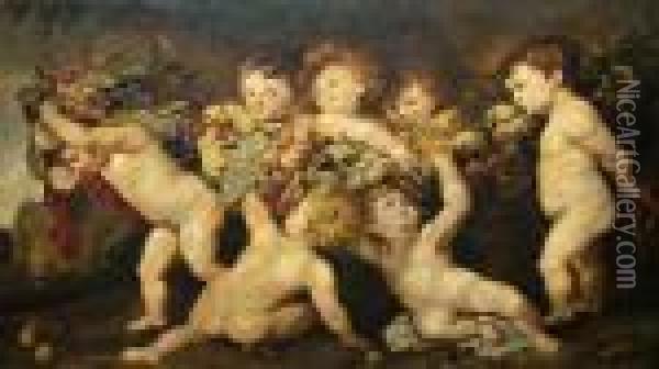 The Garland Of Fruit Oil Painting - Peter Paul Rubens