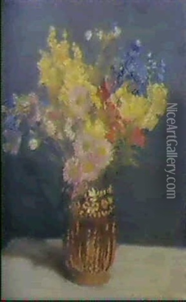 Autumn Flowers Oil Painting - Sir George Clausen