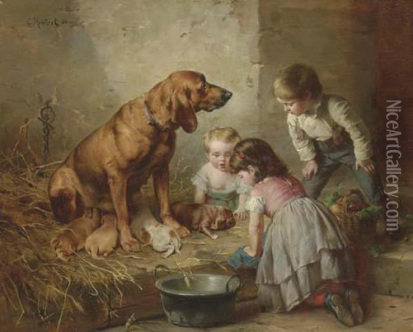 Seeing After The Pups Oil Painting - Carl Reichert