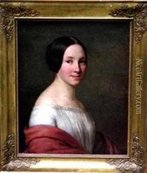 Attr. Portrait Of A Girl Oil Painting - Johann Baptist Reiter