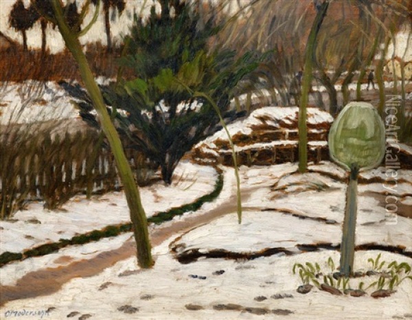 Garten Im Schnee Oil Painting - Otto Modersohn