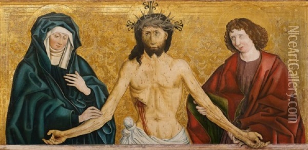 Christus Als Schmerzensmann Zwischen Maria Und Johannes Oil Painting - Jakob Schick