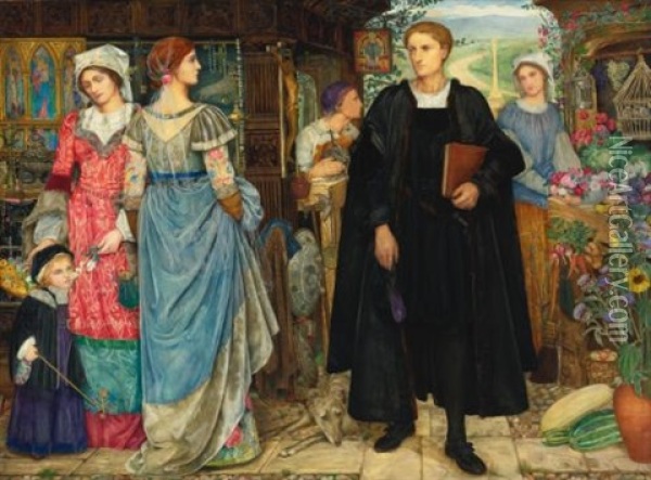 The Chance Meeting, Look In My Face-my Name Is-might Have Been (a Superscription) Dante Gabriel Rossetti Oil Painting - Kate Elizabeth Bunce