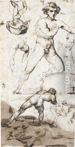 Double-sided Sheet Of Studies For A Gigantomachie Oil Painting - Theodore Gericault