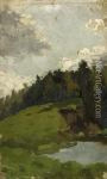 Hillside Topped By Forests Oil Painting - Isaak Ilyich Levitan