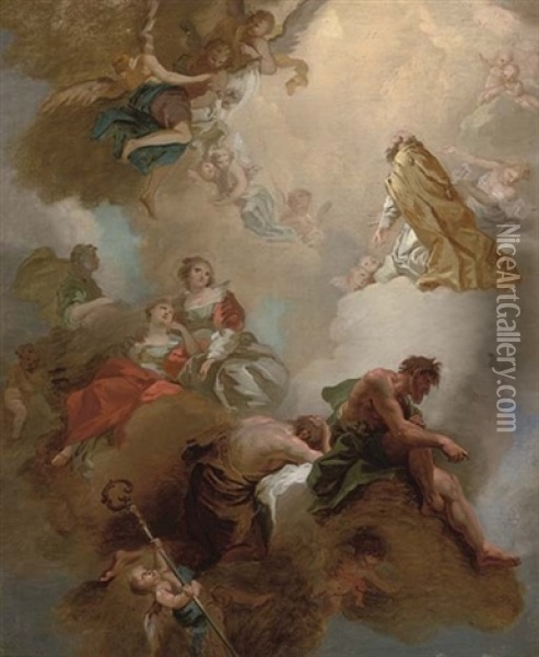 The Ascension Of A Male Saint Oil Painting - Daniel Gran