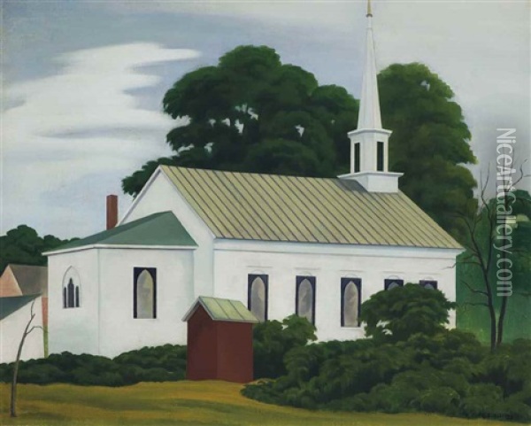 Methodist Church, Woodstock, New York Oil Painting - George Copeland Ault