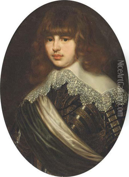 Portrait Of Waldemar Christian 
Of Denmark, Bust-length, In Armourwith A White Lace Collar Oil Painting - Justus Sustermans