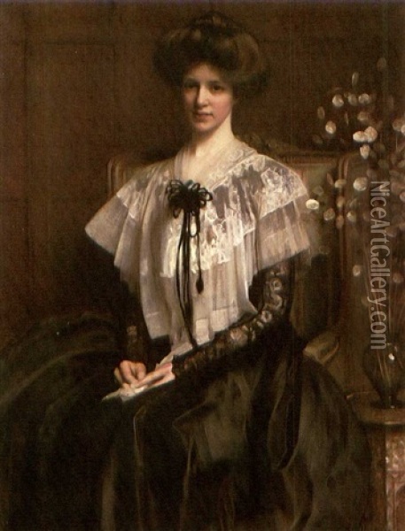 Portrait Of Mrs. Maxwell Ayrton Oil Painting - Arthur Hacker