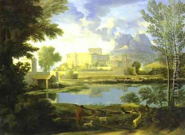 The Castle in Calm Weather Oil Painting - Nicolas Poussin
