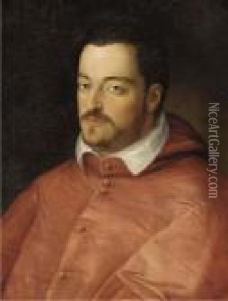 Portrait Of Ferdinando De' Medici, Bust-length, Dressed As Acardinal Oil Painting - Scipione Pulzone