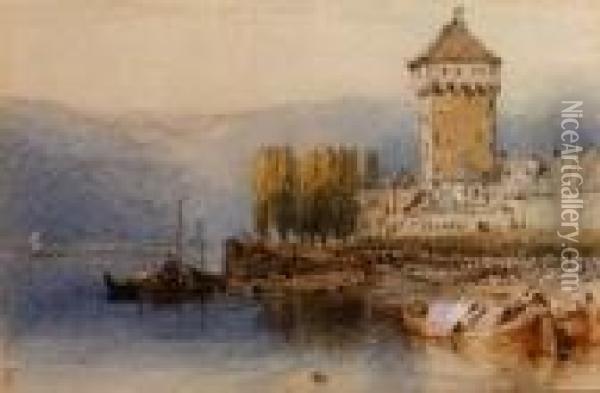 On The Italian Lakes Oil Painting - Myles Birket Foster