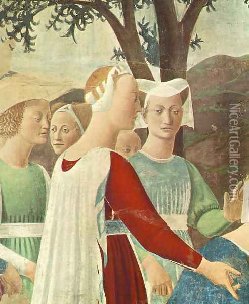 Adoration of the Holy Wood (detail-3) c. 1452 Oil Painting - Piero della Francesca