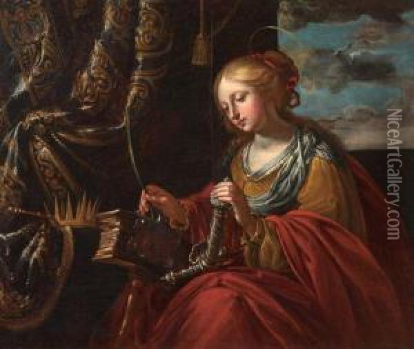 Santa Caterina D'alessandria Oil Painting - Girolamo Scaglia