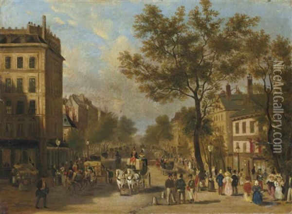 Le Boulevard Montmartre Oil Painting - Giuseppe V. Canella