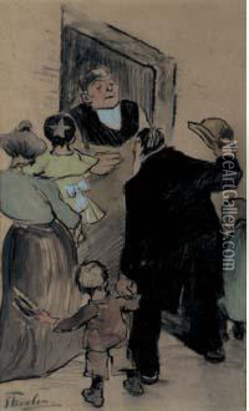 La Visite De Famille Oil Painting - Theophile Alexandre Steinlen