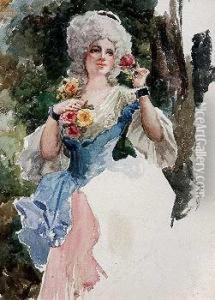 Dama Con Flores Oil Painting - Eugenio Oliva Rodrigo