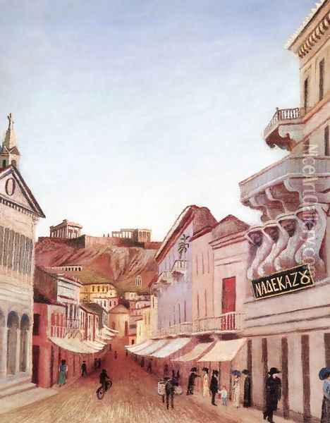 Atheni utca, 1904 Oil Painting - Tivadar Kosztka Csontvary