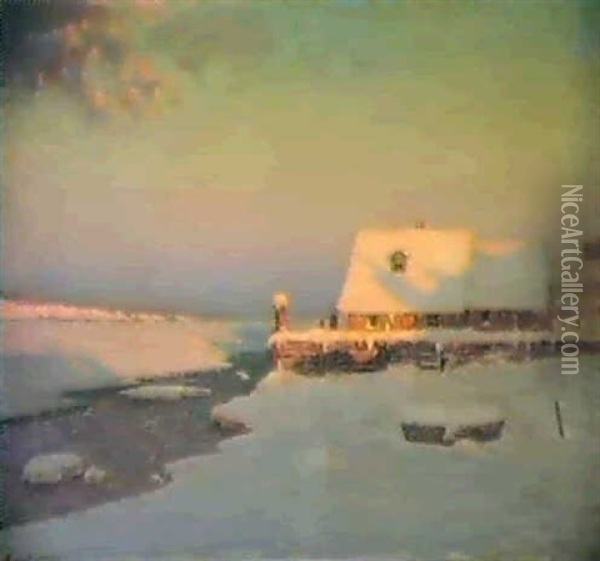 Winter Twilight Oil Painting - Lovell Birge Harrison